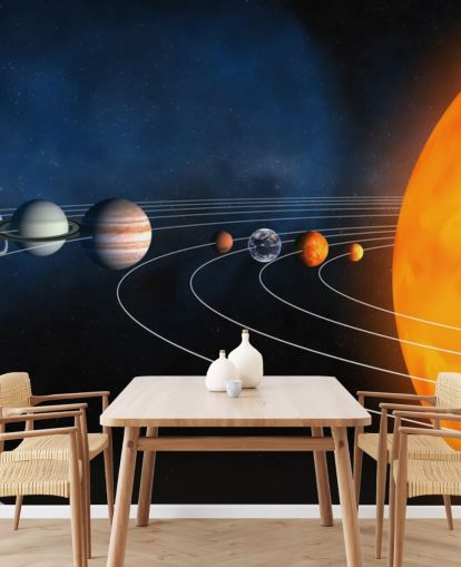 educational planet wallpaper mural called Complete Solar System for kids bedrooms and schools
