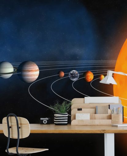mural de papel pintado Educational Planet llamado Sistema Solar Completo para dormitorios de niños y escuelas