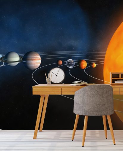 pedagogisk planettapet veggmaleri kalt Complete Solar System for barnas soverom og skoler pedagogisk planettapet veggmaleri kalt Complete Solar System for barnas soverom og skoler