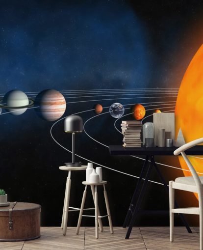 mural de papel pintado Educational Planet llamado Sistema Solar Completo para dormitorios de niños y escuelas
