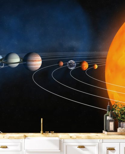 educational planet wallpaper mural called Complete Solar System for kids bedrooms and schools
