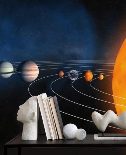mural de papel pintado Educational Planet llamado Sistema Solar Completo para dormitorios de niños y escuelas
