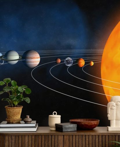 papier peint mural éducatif sur la planète appelé Complete Solar System pour les chambres d'enfants et les écoles