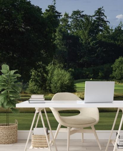 Puesta del sol de Sherfield, club de golf Sherfield Oaks, Hampshire, Inglaterra Papel pintado