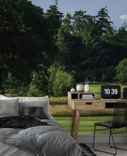 Puesta del sol de Sherfield, club de golf Sherfield Oaks, Hampshire, Inglaterra Papel pintado