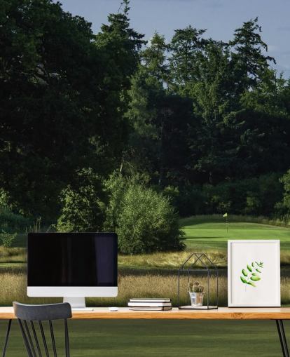 Puesta del sol de Sherfield, club de golf Sherfield Oaks, Hampshire, Inglaterra Papel pintado