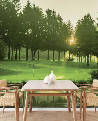 Golfplatz-Tapete bei Sonnenuntergang