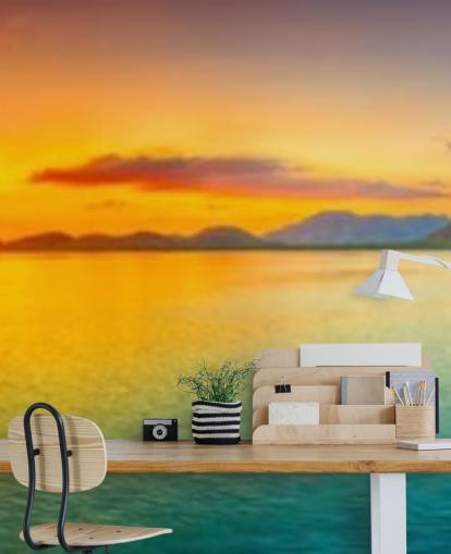 dramatic orange and blue sky wallpaper