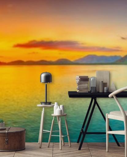 dramatisk orange och blå himmel tapeter