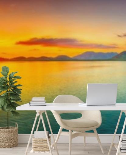 dramatic orange and blue sky wallpaper