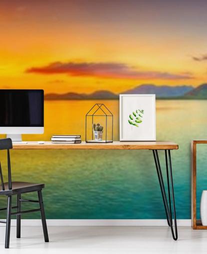 carta da parati drammatica cielo arancione e blu