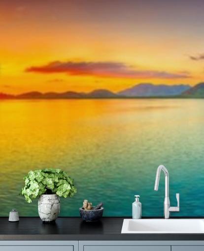 dramatische orange und blauer Himmel Tapete