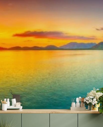 dramatic orange and blue sky wallpaper