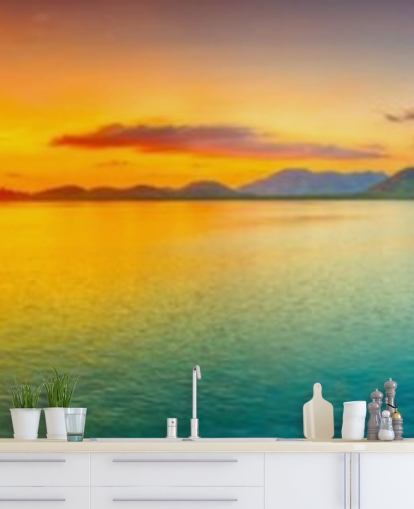 dramatic orange and blue sky wallpaper