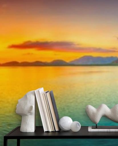 dramatic orange and blue sky wallpaper