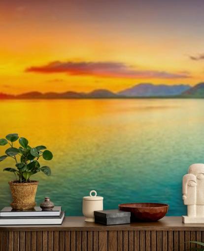 dramatisk orange og blå himmel tapet