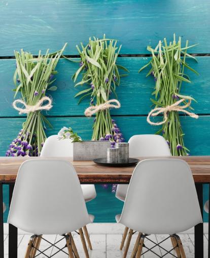 Lavender Boughs on Blue Wood Wall Mural Lavender Boughs on Blue Wood Wall Mural