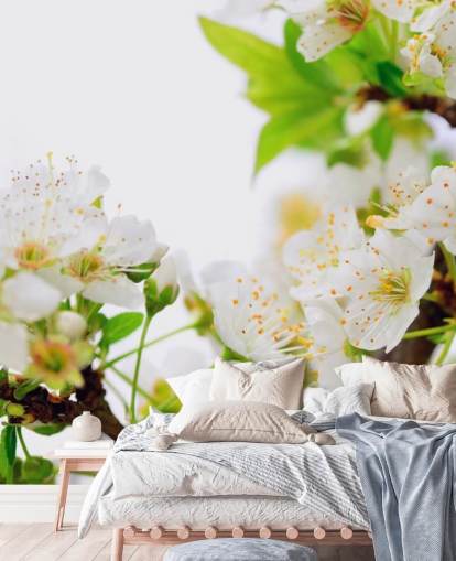 White Plum Blossom Branch Wallpaper