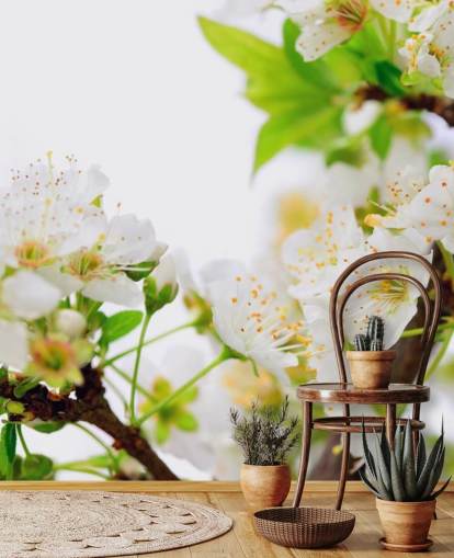 White Plum Blossom Branch Wallpaper