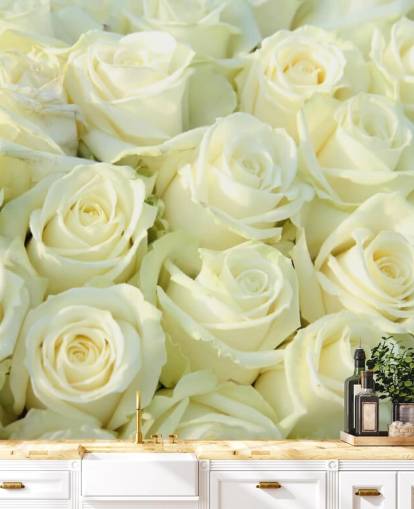 Papel Pintado Rosas Blancas