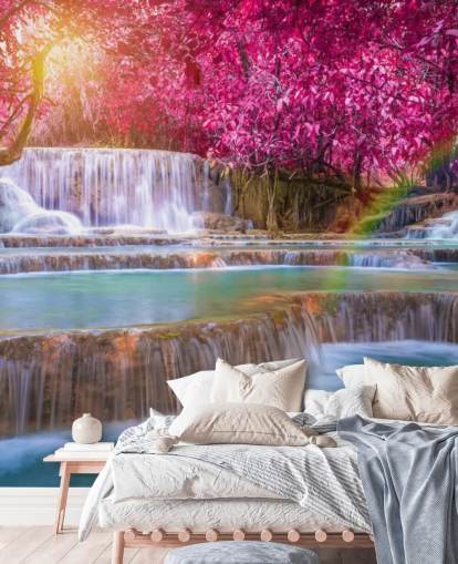 pink and blue waterfall wallpaper mural called Blossom Waterfall for homes, offices and businesses pink and blue waterfall wallpaper mural called Blossom Waterfall for homes, offices and businesses