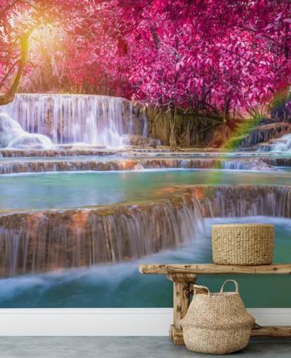 papier peint mural en cascade rose et bleu appelé Blossom Waterfall pour les maisons, les bureaux et les entreprises papier peint mural en cascade rose et bleu appelé Blossom Waterfall pour les maisons, les bureaux et les entreprises