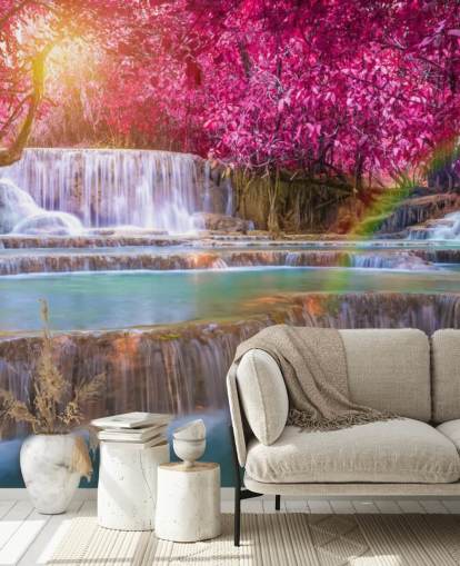 pink and blue waterfall wallpaper mural called Blossom Waterfall for homes, offices and businesses pink and blue waterfall wallpaper mural called Blossom Waterfall for homes, offices and businesses