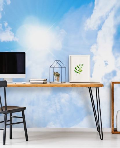 Tapetentapete mit blauem und weißem Himmel namens Sunlight Through Clouds für Schlafzimmer, Wohnzimmer und Heimbüros
