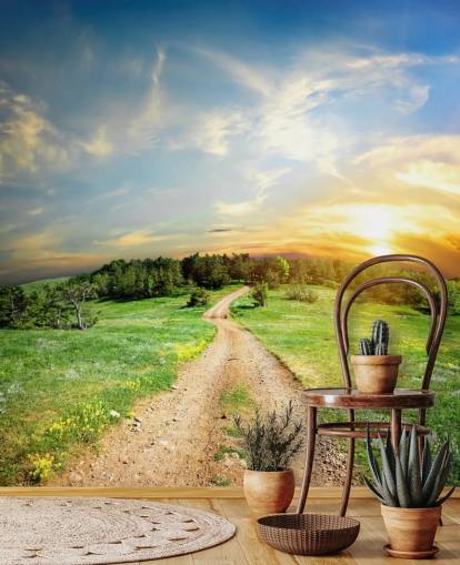 Sunrise Over Mountains Road Wallpaper