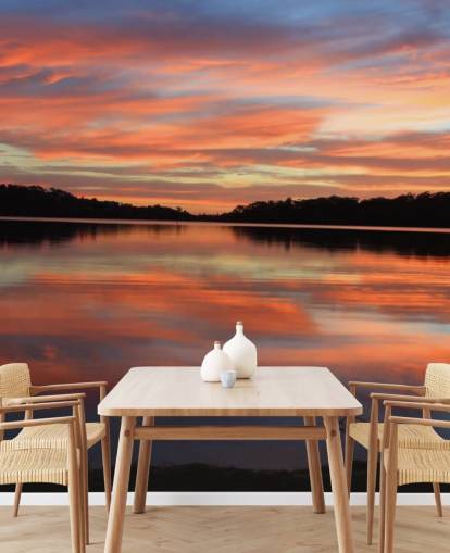 Pink and Blue Sunset Over River Wall Mural