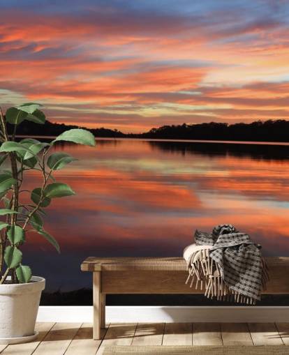 Décoration murale coucher de soleil rose et bleu sur la rivière