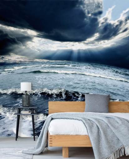 Stormy Blue Ocean Sky and Waves Wallpaper Stormy Blue Ocean Sky and Waves Wallpaper