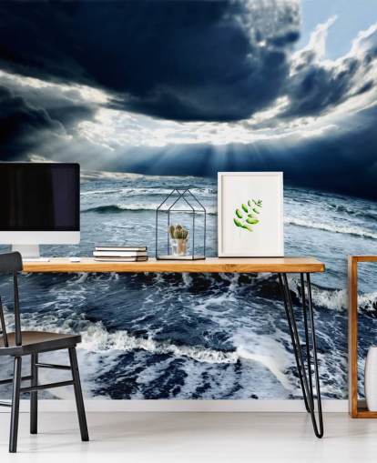 Stormiga blå Ocean Sky och vågor Bakgrund Stormiga blå Ocean Sky och vågor Bakgrund