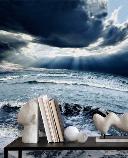 Stormfulde blå hav himmel og bølger Baggrund