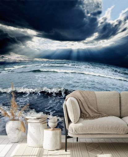 Stormy Blue Ocean Sky and Waves Wallpaper Stormy Blue Ocean Sky and Waves Wallpaper