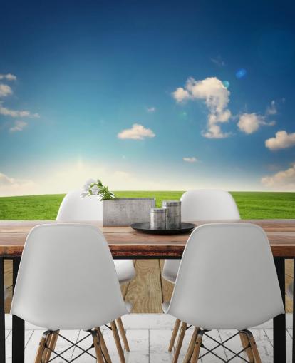 Blue Sky and Green Garden Wall Mural Blue Sky and Green Garden Wall Mural