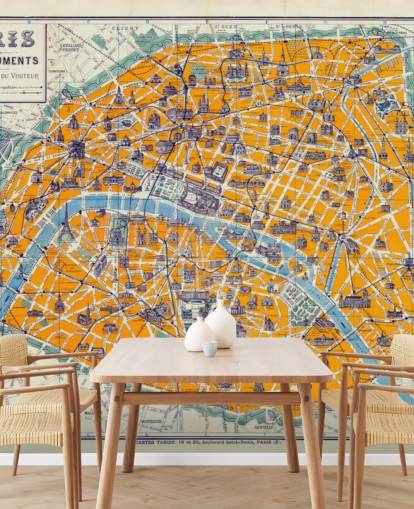 Papel de Parede Laranja Mapa de Paris