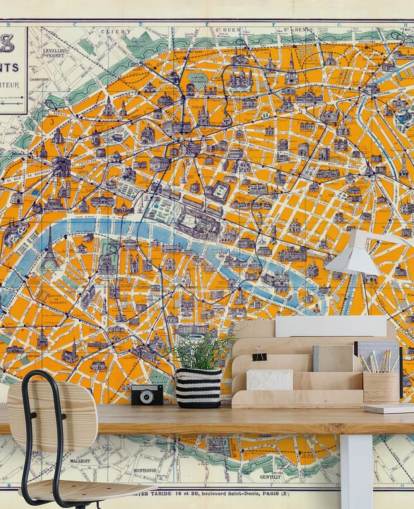 Orange Map of Paris Wallpaper