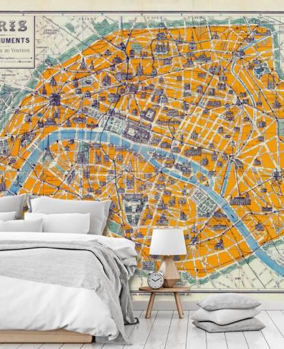 Orangefarbene Karte von Paris Hintergrundbild