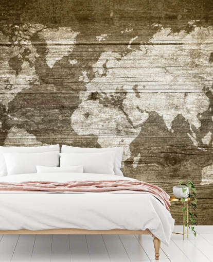 Map Painted onto Wood Panels Wallpaper Map Painted onto Wood Panels Wallpaper
