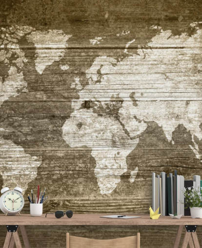 Map Painted onto Wood Panels Wallpaper Map Painted onto Wood Panels Wallpaper