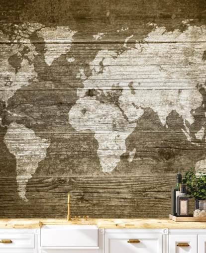 Map Painted onto Wood Panels Wallpaper Map Painted onto Wood Panels Wallpaper