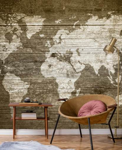 Map Painted onto Wood Panels Wallpaper Map Painted onto Wood Panels Wallpaper