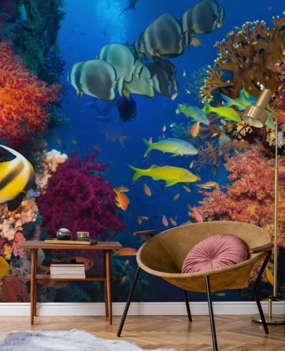 Papel de parede colorido de coral e peixe