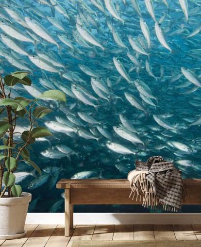 School of Grey Fish Behang