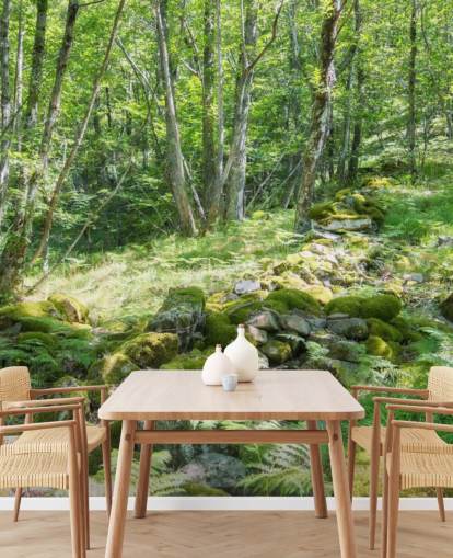 Decorazione murale con foresta primaverile verde Decorazione murale con foresta primaverile verde