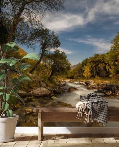 Decorazione murale con fiume di montagna