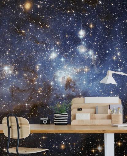 blue and gold space wallpaper mural called LH 95 in the Large Magellanic Cloud for bedrooms