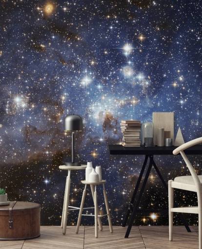 blue and gold space wallpaper mural called LH 95 in the Large Magellanic Cloud for bedrooms