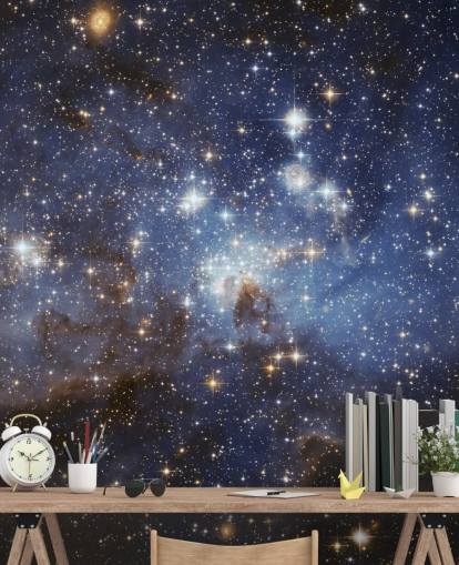 blue and gold space wallpaper mural called LH 95 in the Large Magellanic Cloud for bedrooms